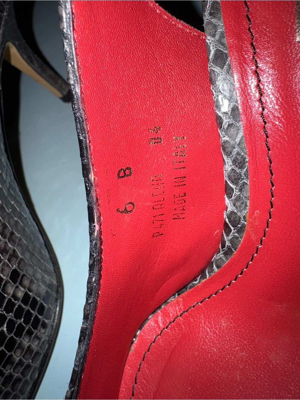 Coach Vintage Black Snake-Print Slingback Pumps with Red Insole Size 6